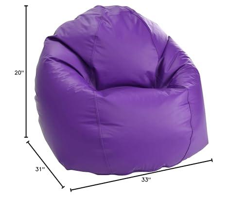 Bean Products Bean Products Small Vinyl Bean Bag Chair | Filled w/Polystyrene Beads & CertiPUR Foam | Made in USA | 31”W, 33”L, 20”H | 15lb | Available in 2 Sizes | Perfect for Teens & Kids | Purple