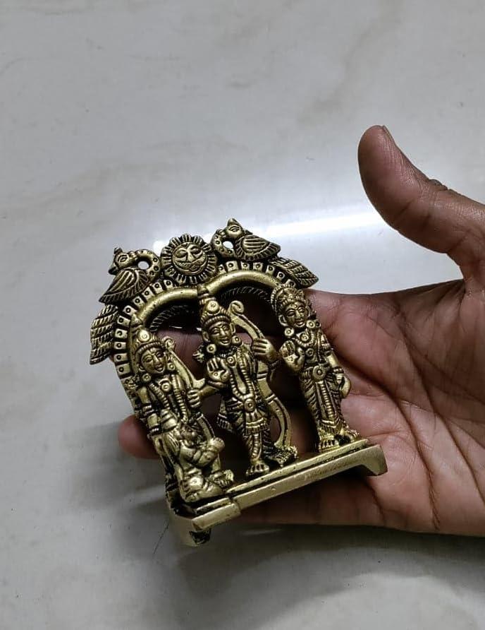 Desi Haat Desi Haat Brass Idol Ram Darbar Statue Includes Rama, Sita, Laxman, Hanuman Murti Idol Statue Figurine 2.5 inches