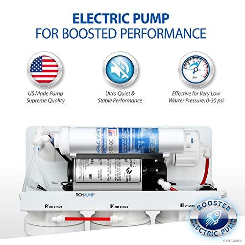 APEC Water Systems APEC Water Systems RO-PUMP-120V Top Tier Ultra Safe Reverse Osmosis Drinking Water Filtration System with US Made Booster Pump