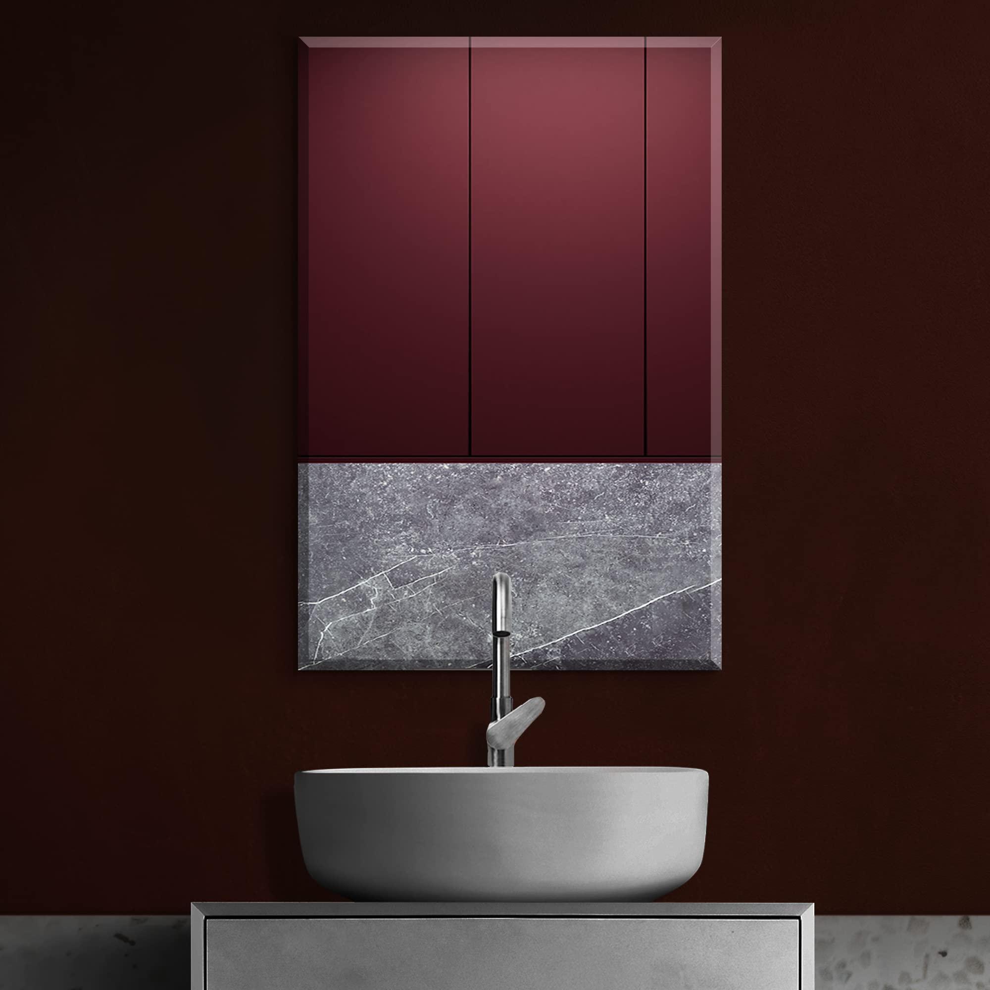 Fab Glass and Mirror Fab Glass and Mirror 1" Bevel Edge Frameless Wall-Mounted Mirrors for Bedroom, Bathroom, Living Room, Vanity, Entryways, 24" x 36", Clear