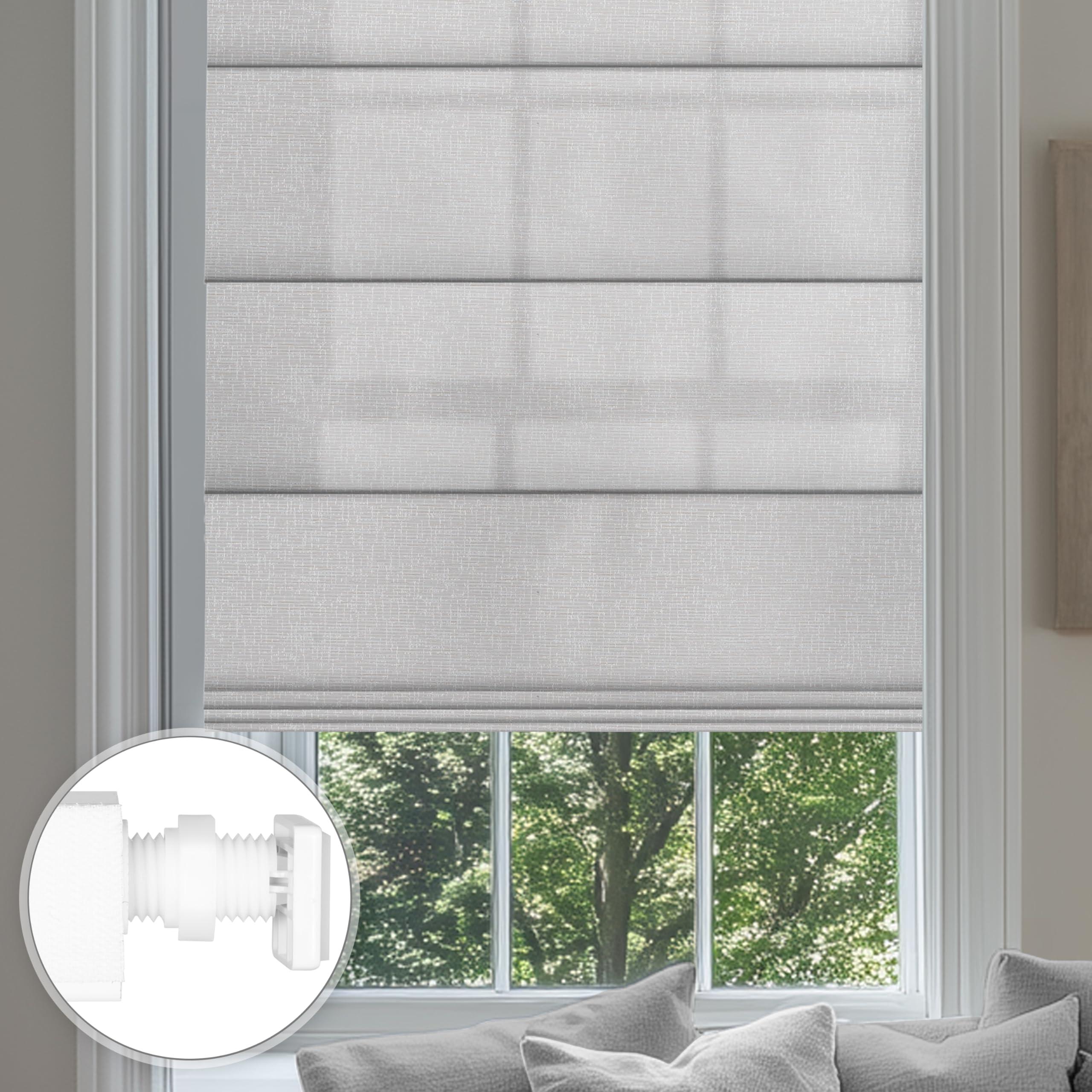 Sulugood Sulugood No Drill Roman Shades for Windows No Tools Roman Shades, UV Protection, Privacy, Thermal Insulation Roman Blinds, Easy to Install,Blocking Roman Blinds for Home 70Blackout-Gray 76"W x 36"H