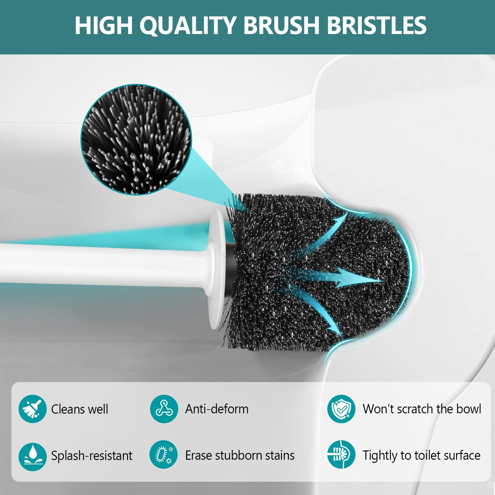 NairSnow Gold Toilet Brush Set Gray Toilet Brush and Holder Set, Toilet Bowl Cleaners with Solid Long Handle, Vented, drip-Proof. Easy to Assemble 2 Pack Elegant Toilet Scrubber Bathroom Accessories