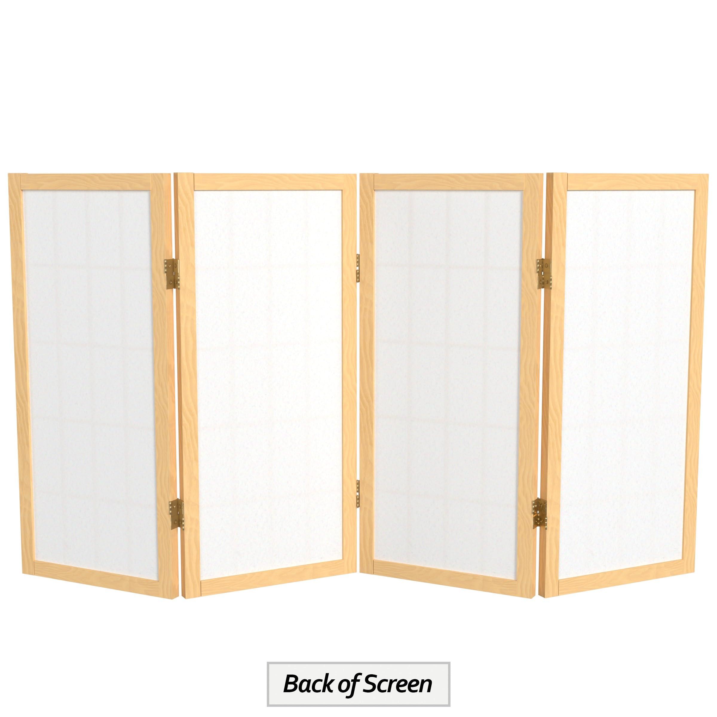 ORIENTAL Furniture 2 ft. Short Desktop Window Pane Shoji Screen - Natural - 4 Panels