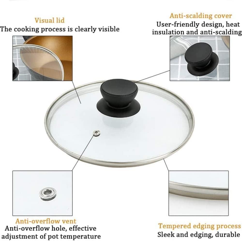 BAZAC BAZAC Pan Lids Tempered Glass Pan Lid Frying Pan Steamer Cover Household Transparent Pan Cover Universal Replacement Pot Lid-A||20cm