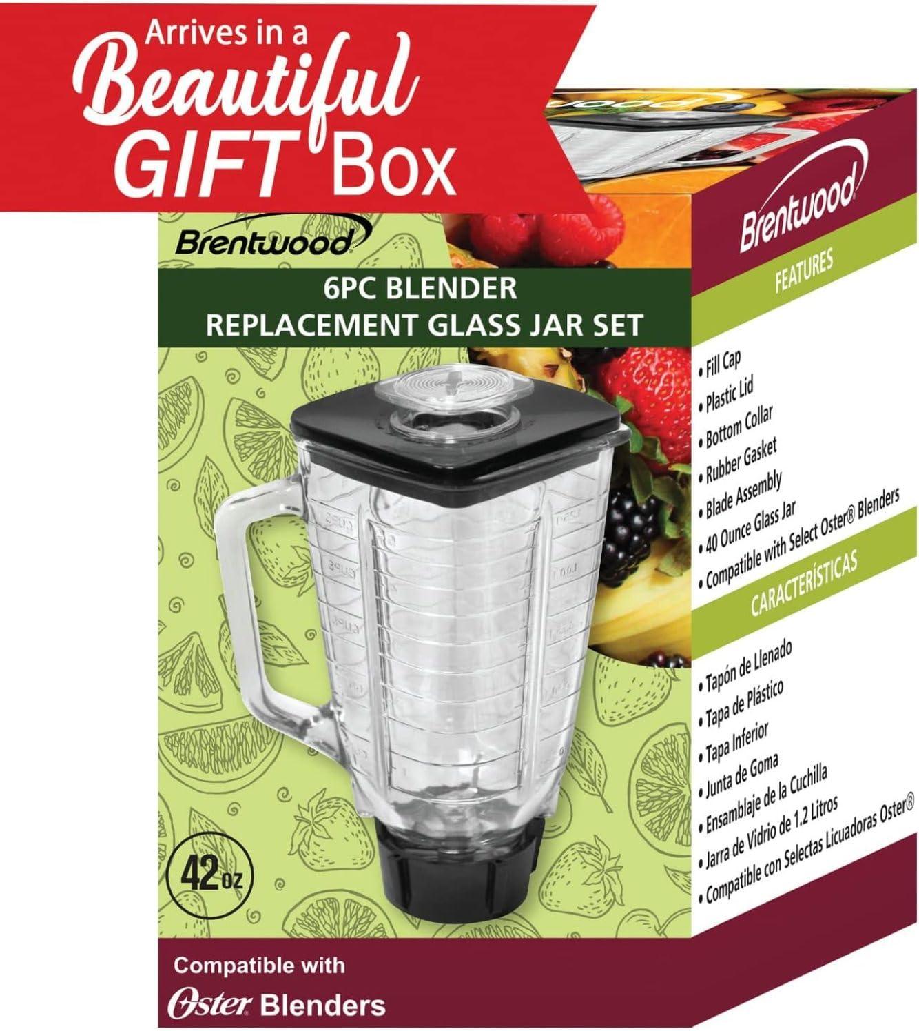 Brentwood Brentwood P-OST722 Replacement Glass Jar Set, Oster Blender Compatible, 0.33 Gallon Capacity