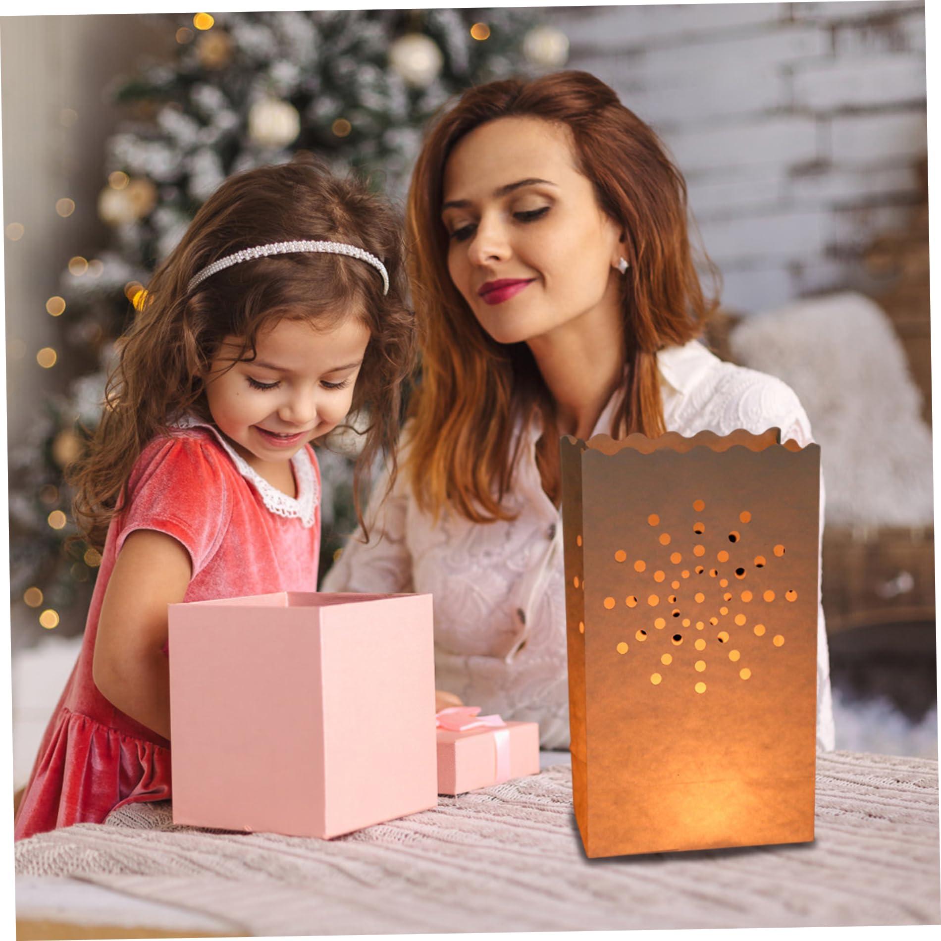 Kalastussaari Paper Lanterns, 50pcs Fire-Retardant Candle Luminary Bags, Sun-Shape Hollow-Out Tangled Lanterns, Reusable Paper Lanterns for Outside, Wedding, Halloween, Thanksgiving, Christmas Tangled Lanterns