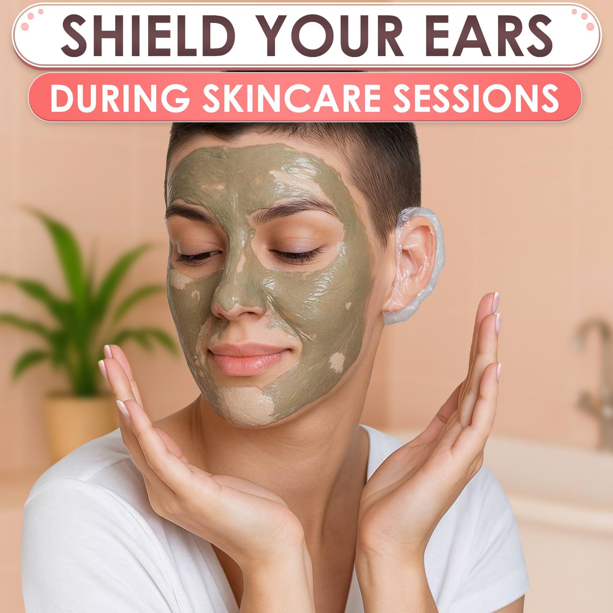 DIMROM 200 Pack Ear Covers for Shower - Disposable Ear Covers for Hair Dye Shower Ear Covers Ear Shower Caps for Adults - Ear Caps for Shower Plastic Ear Covers for Showering Waterproof Ear Covers for Shower