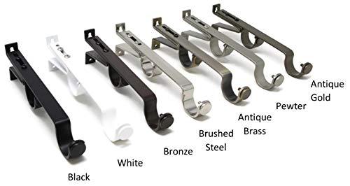 Urbanest Urbanest Long Double Drapery Curtain Window Rod Bracket Holder, Up to 1.25" Rod - Antique Brass, 2 Pieces