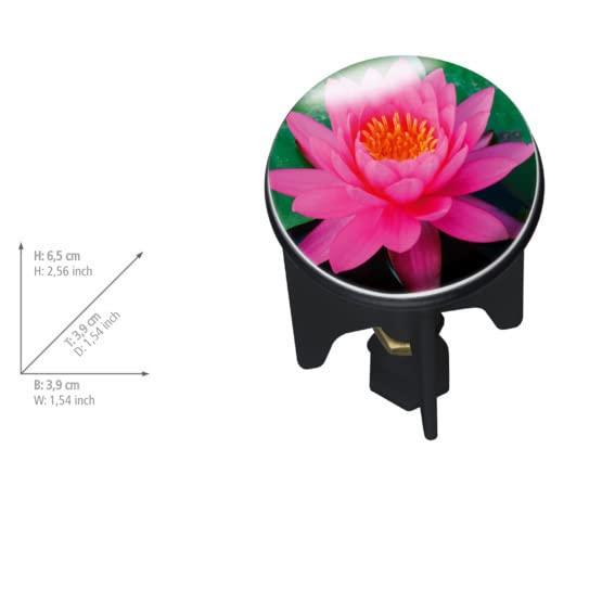 WENKO WENKO 21238100 Drain Plug Pluggy Pink Lily fits All Conventional drains, Plastic, 3.9 x 6.5 x 3.9 cm, Multicoloured