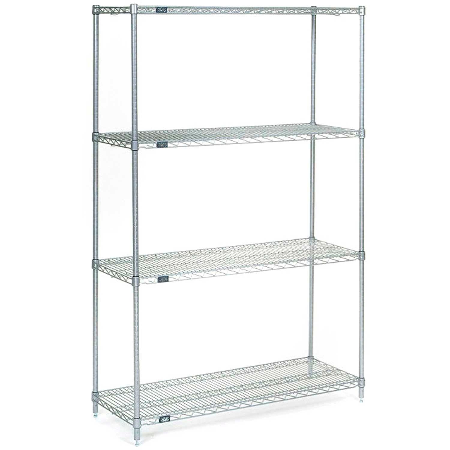 Nexel Nexel Stainless Steel, 5 Tier, Wire Shelving Starter Unit, 48"W x 14"D x 74"H