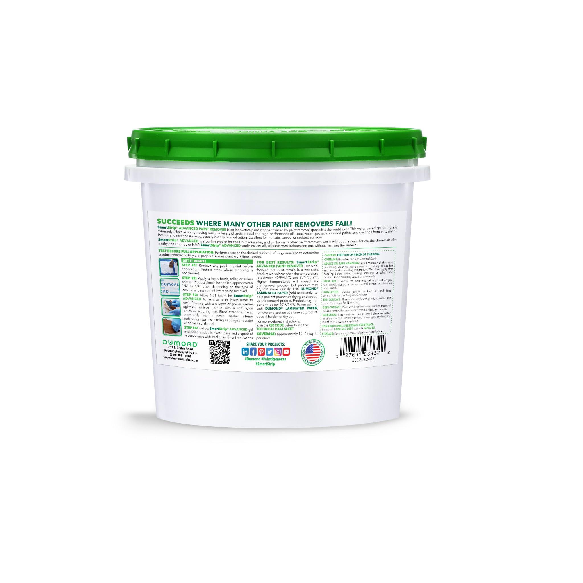 Dumond Dumond Smart Strip Advanced Paint Remover, For Removal of Acrylic, Latex, Oil & Water-Based Coatings, Non-Caustic Formula, Indoor/Outdoor, Contractor & DIY Friendly, 1 Quart