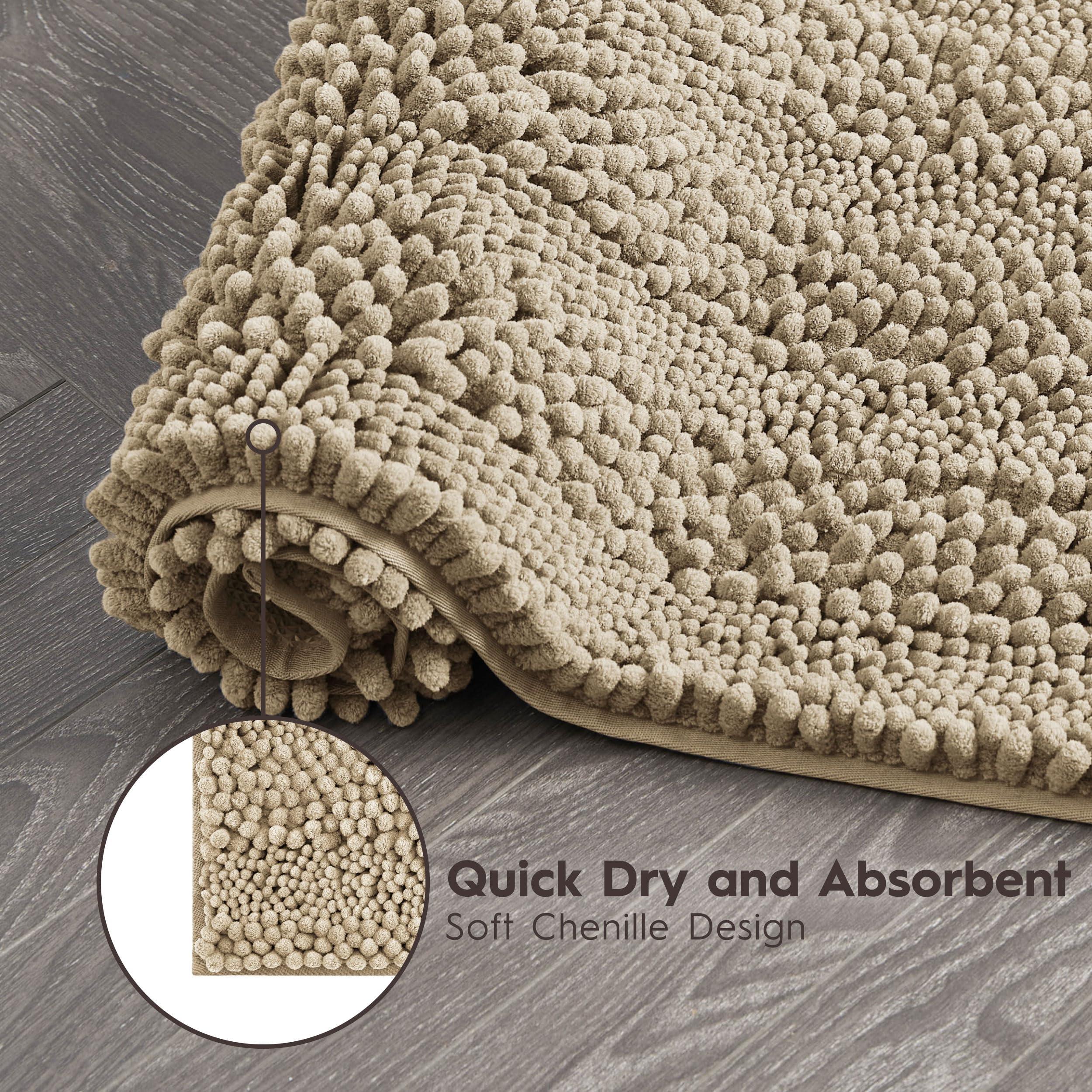 Laura Ashley Laura Ashley Astor Chenille Bath Mat | 100% Polyester | Premium Bathroom Dcor | Machine Washable | TPR Backing Measures 17 x 24 | Linen