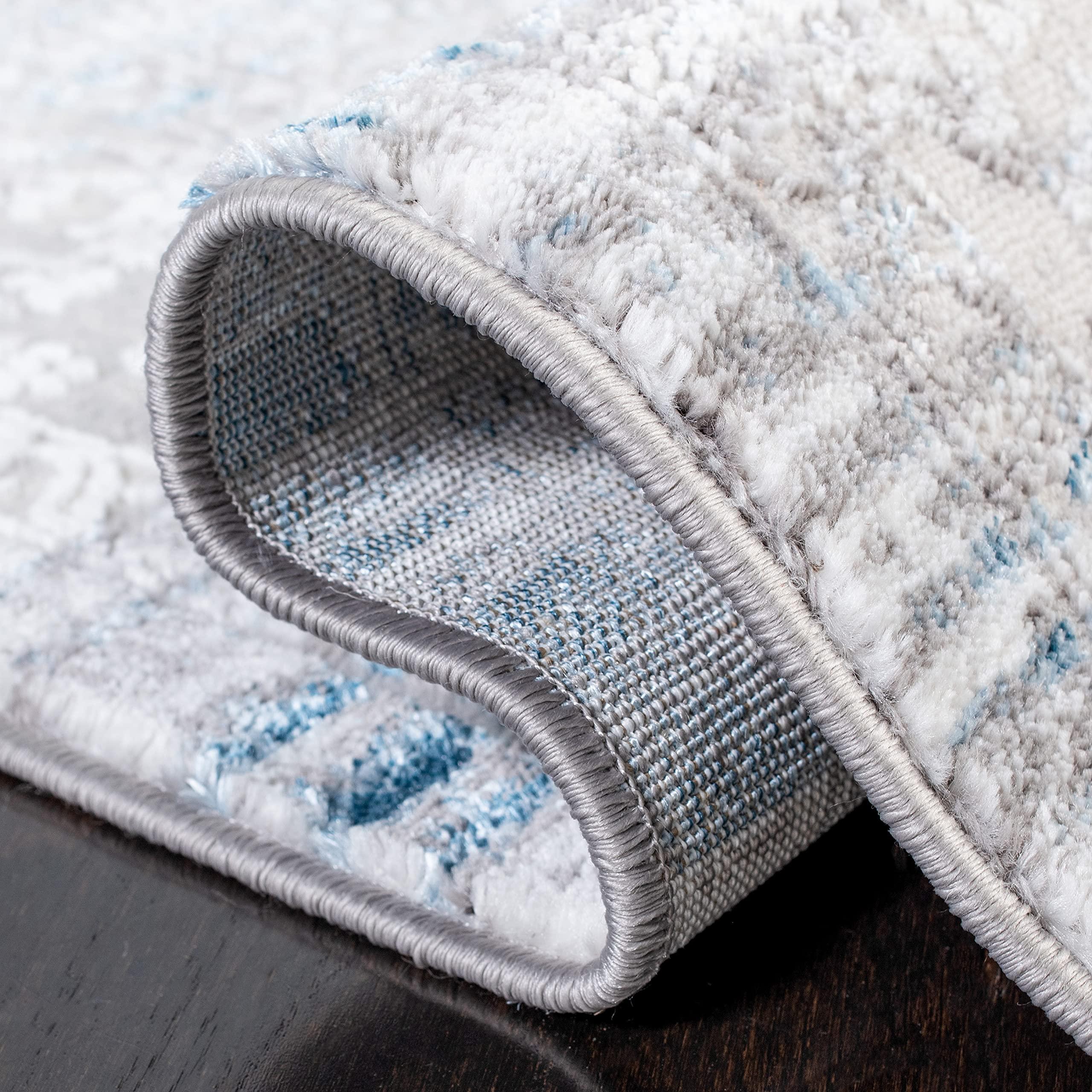 Safavieh SAFAVIEH Amelia Collection 6'7" Square Grey/Blue ALA217F Distressed Non-Shedding Living Room Bedroom Area Rug