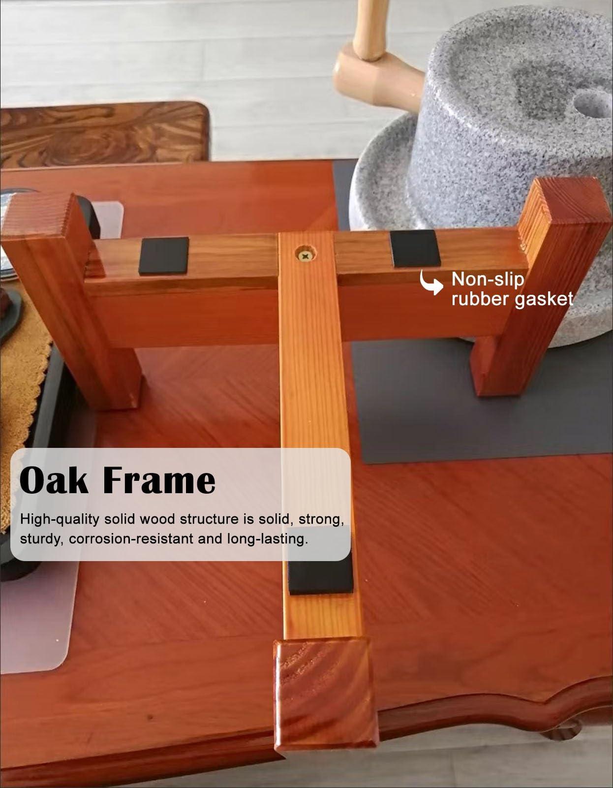 Innovz Innovz Large Stone Grinder Hand Grain Mill, Wet Dry Stone Mill for Grinding Wheat Mustard Seed Spices Beans Coffee, Physically Polished Granite Stone with Wood Frame(M (22cmx35cm))