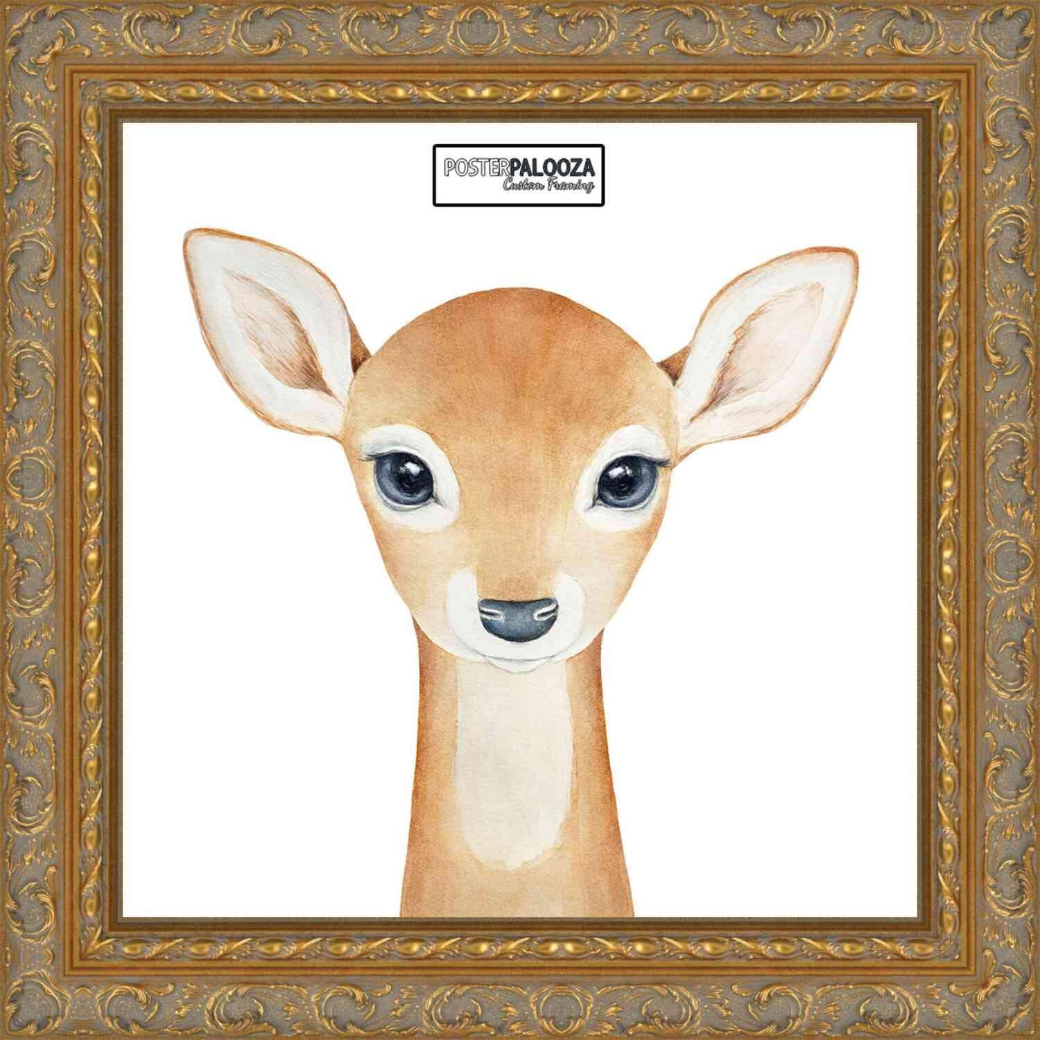 Poster Palooza Poster Palooza 32x32 Frame Gold Ornate Antique Solid Wood Picture Frame | 2 Inch Moulding Width | with UV Acrylic Plexiglass, Foam Board Backing & Hanging Hardware Included