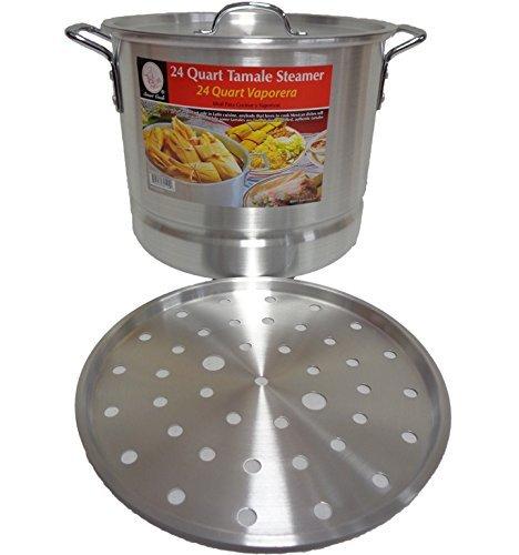 Smart Cook Tamale Steamer Vaporera Stock Pot Aluminum Tamale/Steamer 1 Set of 52 quart + 40 quart +32 quart + 24 quart +20 quart with steamer inserts and lids.