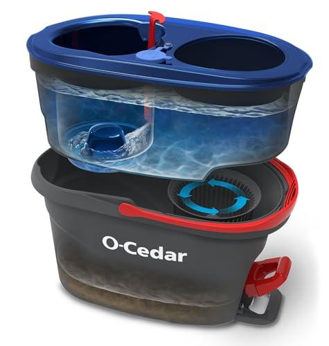 O-Cedar O-Cedar EasyWring RinseClean Microfiber Spin Mop & Bucket Floor Cleaning System with 3 Extra Refills, Plastic, Grey