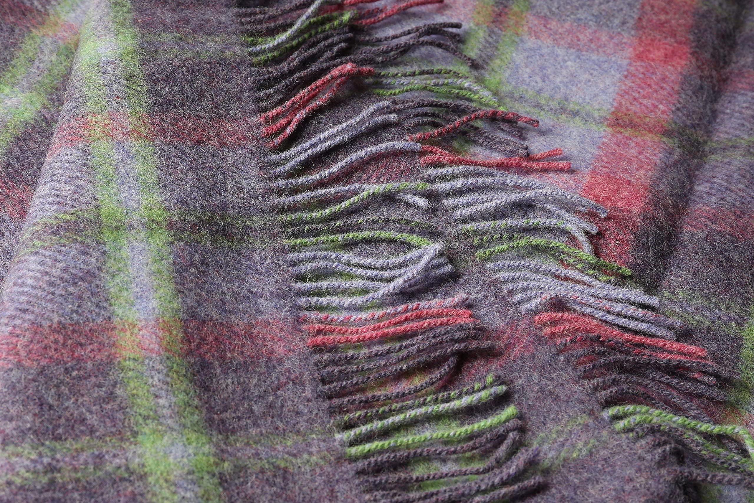 Biddy Murphy Genuine Irish, 100% Wool Throw & Toss Blanket, Traditional Plaid Print, Soft Warm Heirloom Quality Lambswool, Imported from Ireland, 54\" x 72\" Inches, Purple