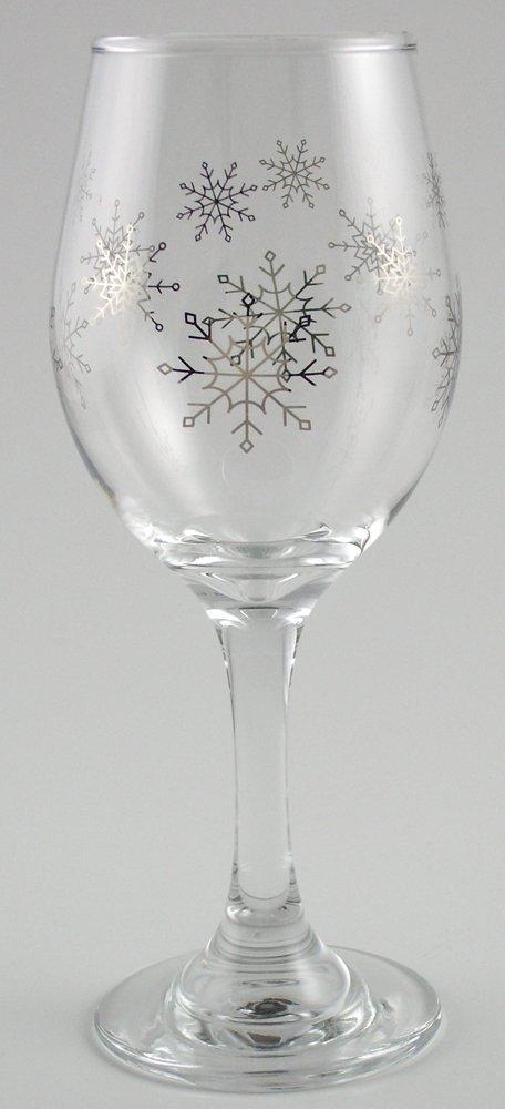 BANBERRY DESIGNS BANBERRY DESIGNS Snowflake Wine Glasses - Standard Two Piece Set of Wine Glasses - Silver Snowflake Design - 7.75\" H 12 oz Capacity