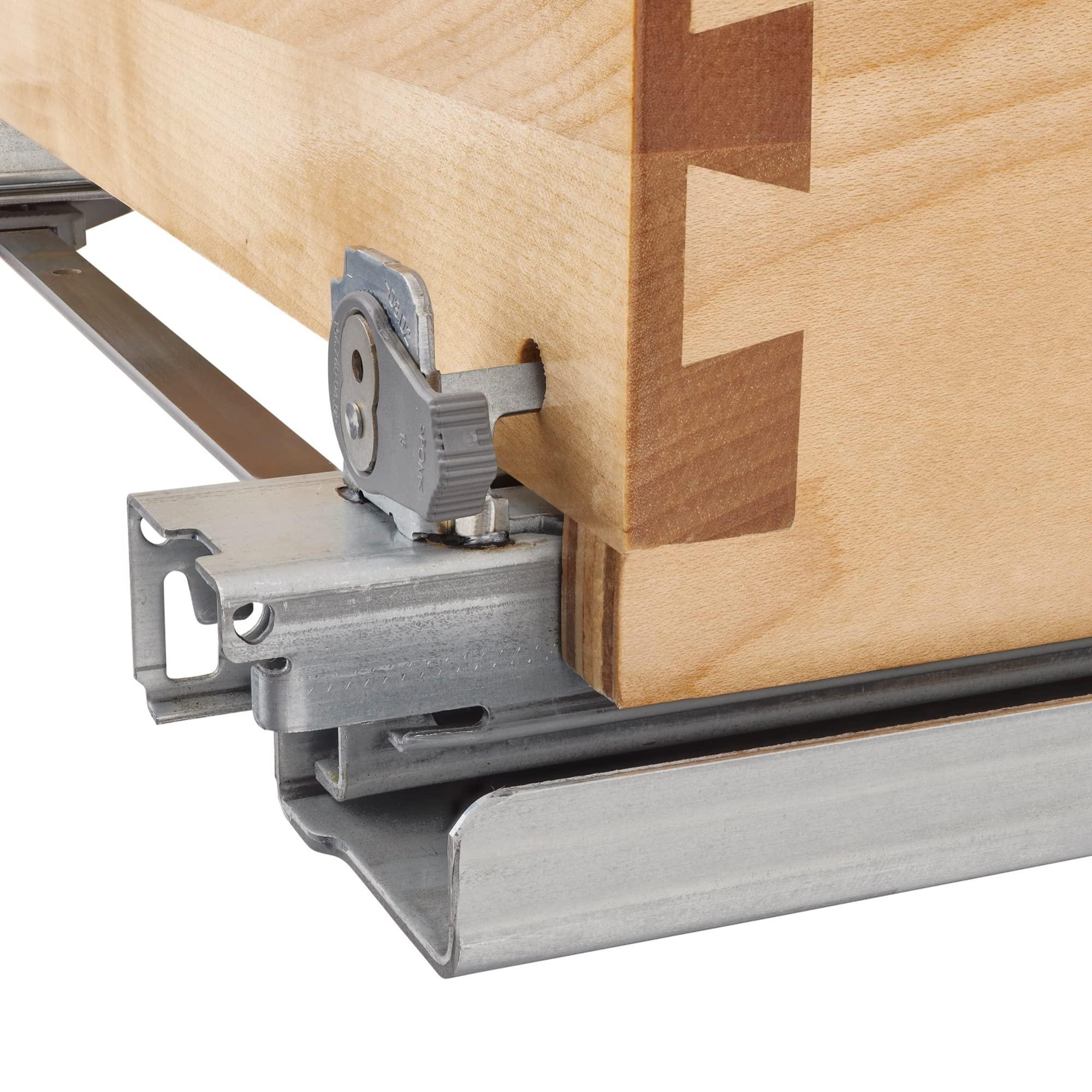 Rev-A-Shelf Rev-A-Shelf Pullout Trash Can for Kitchen Cabinet 50 Quart 12.5 Gallon Bottom Mount, Rear Storage, Undermount Soft-Close Slides, Silver, 4WCSC-155DM-1