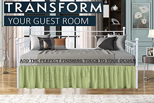 Cottington Lane Daybed Skirt with Split Corners Twin - Daybed Dust Ruffle Split Corners 18 inch Drop - Bed Skirts for Day beds - Microfiber Bed Sofa Daybed Skirt for Living Room Guest Room - Sage Daybed Skirt