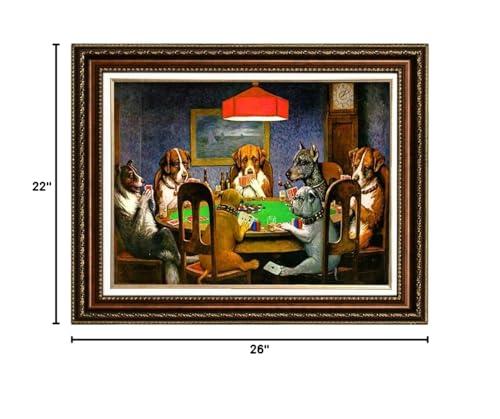 Eliteart ELITEART-Dogs Playing Poker by Cassius Marcellus Coolidge Oil Painting Reproduction Giclee Wall Art Canvas Prints-Framed Size:22\"x26\"