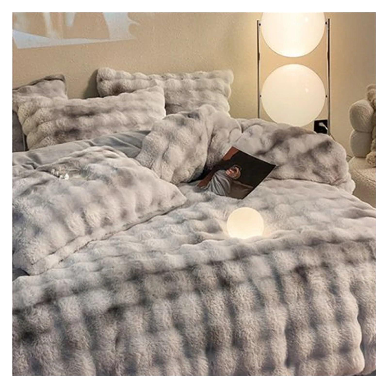 MaiyO MaiyO Winter Luxury King Queen Size Bedding Set Home Textiles Thickened Warm Plush Duvet Cover Bed Sheet Pillowcase 4pcs Bed Linen Set,duvets, yin-468