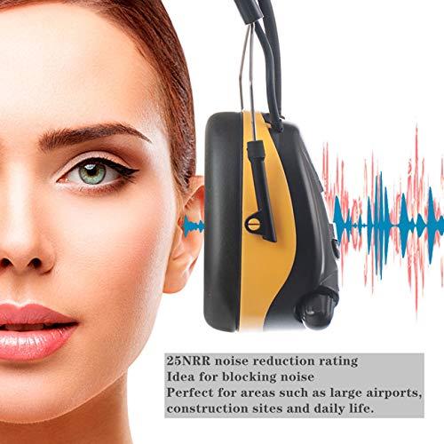 PROTEAR PROTEAR Digital AM FM Radio Headphones, Ear Protection Noise Reduction Earmuffs, 25dB NRR Hearing Protectors for Lawn Mowing and Landscaping(Yellow)