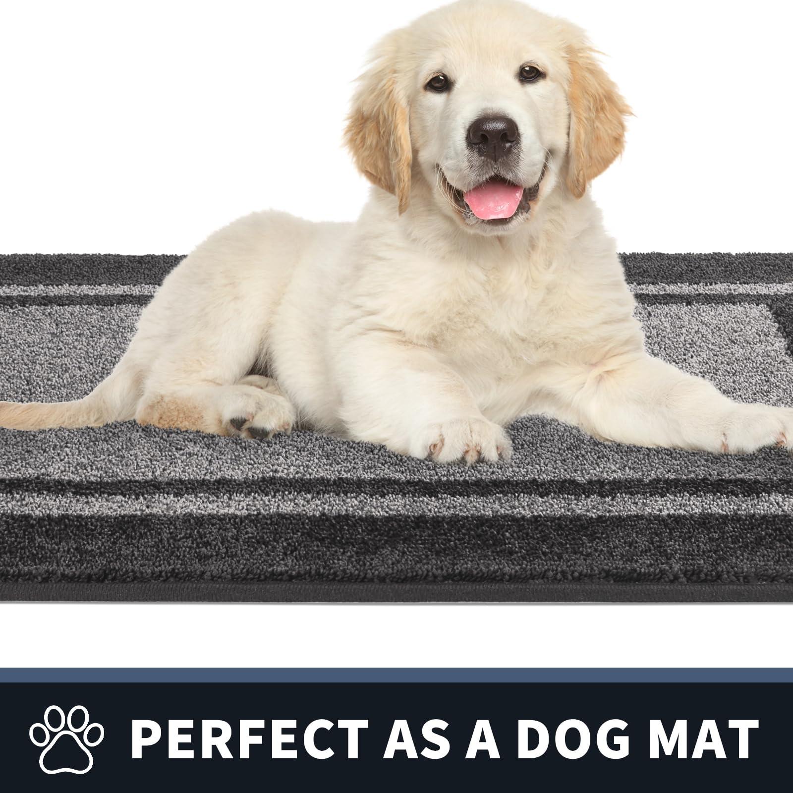 PURRUGS PURRUGS Dirt Trapper Door Mat 32" x 48", Non-Slip/Skid Machine Washable Entryway Rug, Shoes Scraper, Area Rug, Super Absorbent Welcome Mat for Muddy Wet Shoes and Paws, Light Grey & Dark Grey