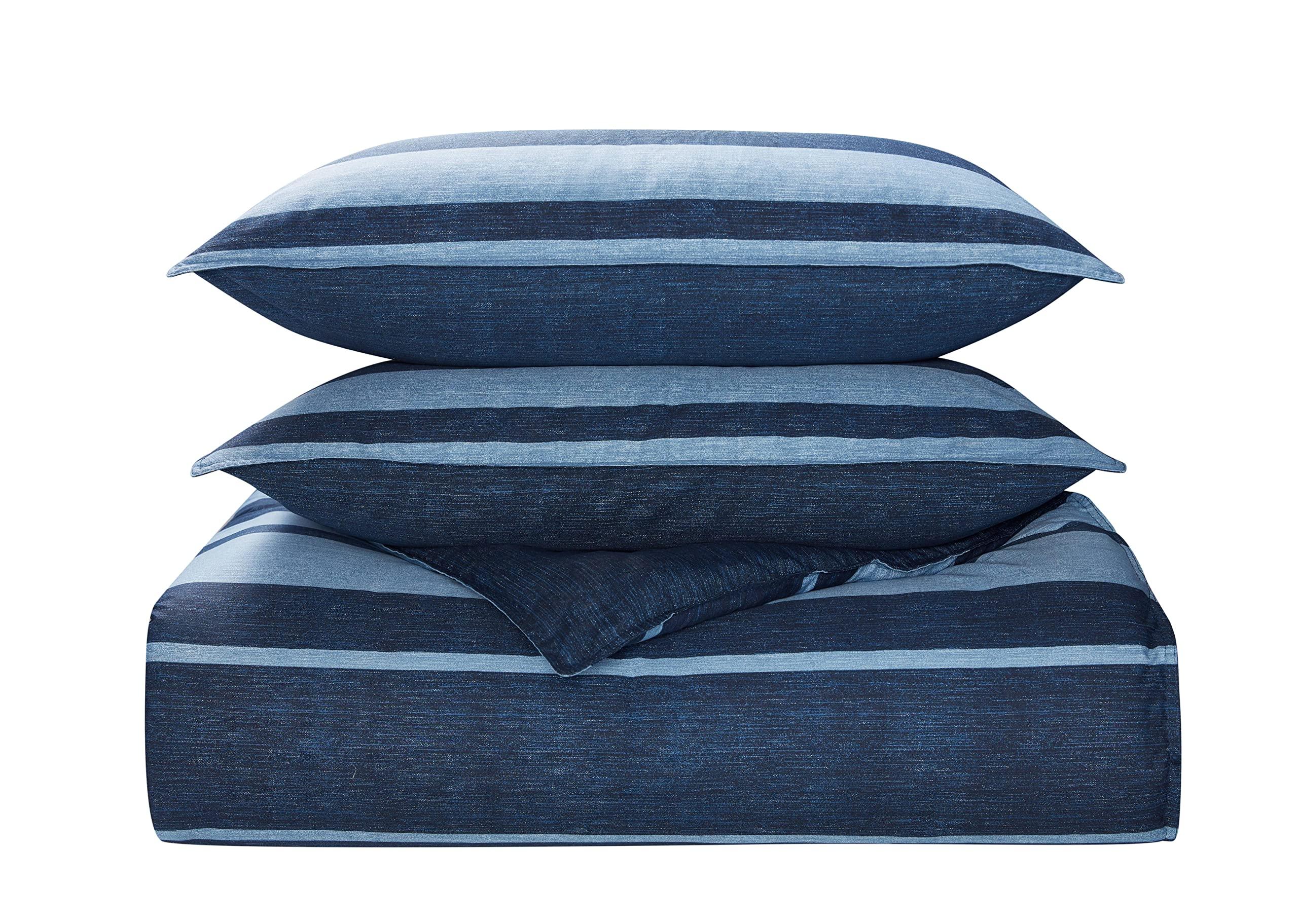 Nautica Nautica - Queen Comforter Set, Cotton Reversible Bedding with Matching Shams, Stylish Home Decor (Longpoint Blue, Queen), Navy/Blue