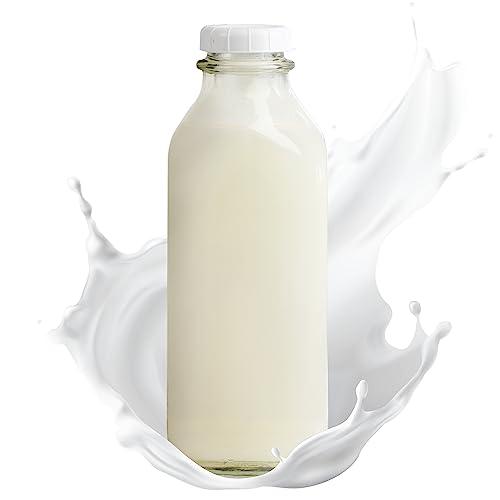 The Dairy Shoppe The Dairy Shoppe Heavy Glass Milk Bottle - Jug with Lid and a Silicone Pour Spout - Clear Milk Container for Fridge - Reusable Glass Milk Jug Dispenser - Made in USA (33.8 oz, 1 Pack)