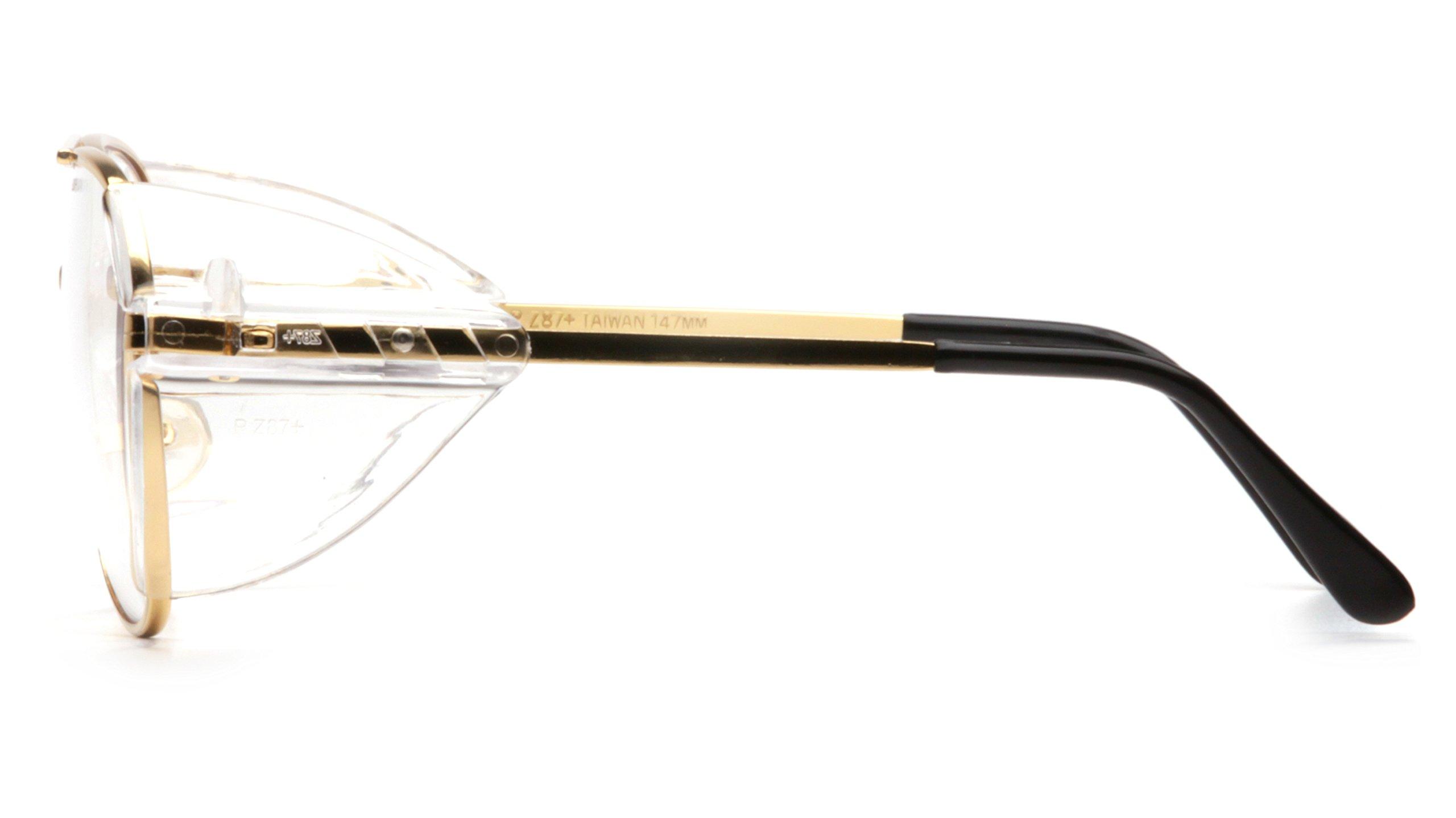 Pyramex Safety Pyramex Pathfinder Aviator Safety Glasses with Gold Frame and Clear Lens