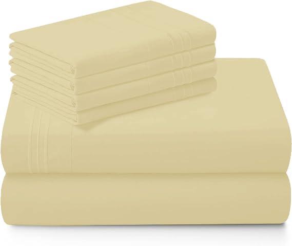RECCI RECCI 4 Piece Sheet Set 100% Egyptian Cotton 1000 Thread Count Extra Super Soft Sateen Weave Bed Sheets 16\" Inch Deep Pocket, Twin XL Size - Ivory Solid