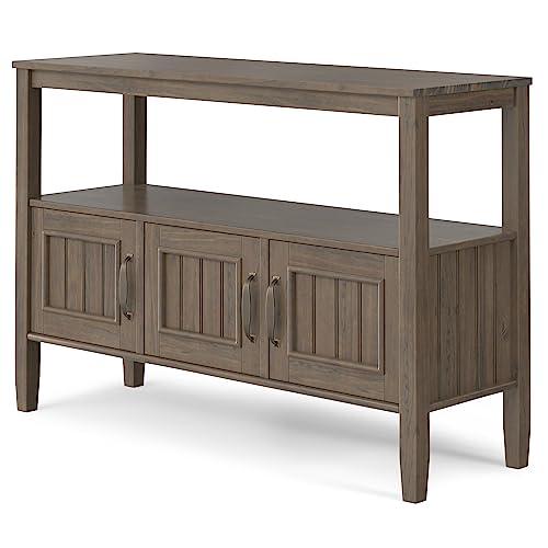 SIMPLIHOME SIMPLIHOME Lev Solid Wood 48 Inch Wide Contemporary Console Table in Smoky Brown, for The Living Room, Entryway and Bedroom