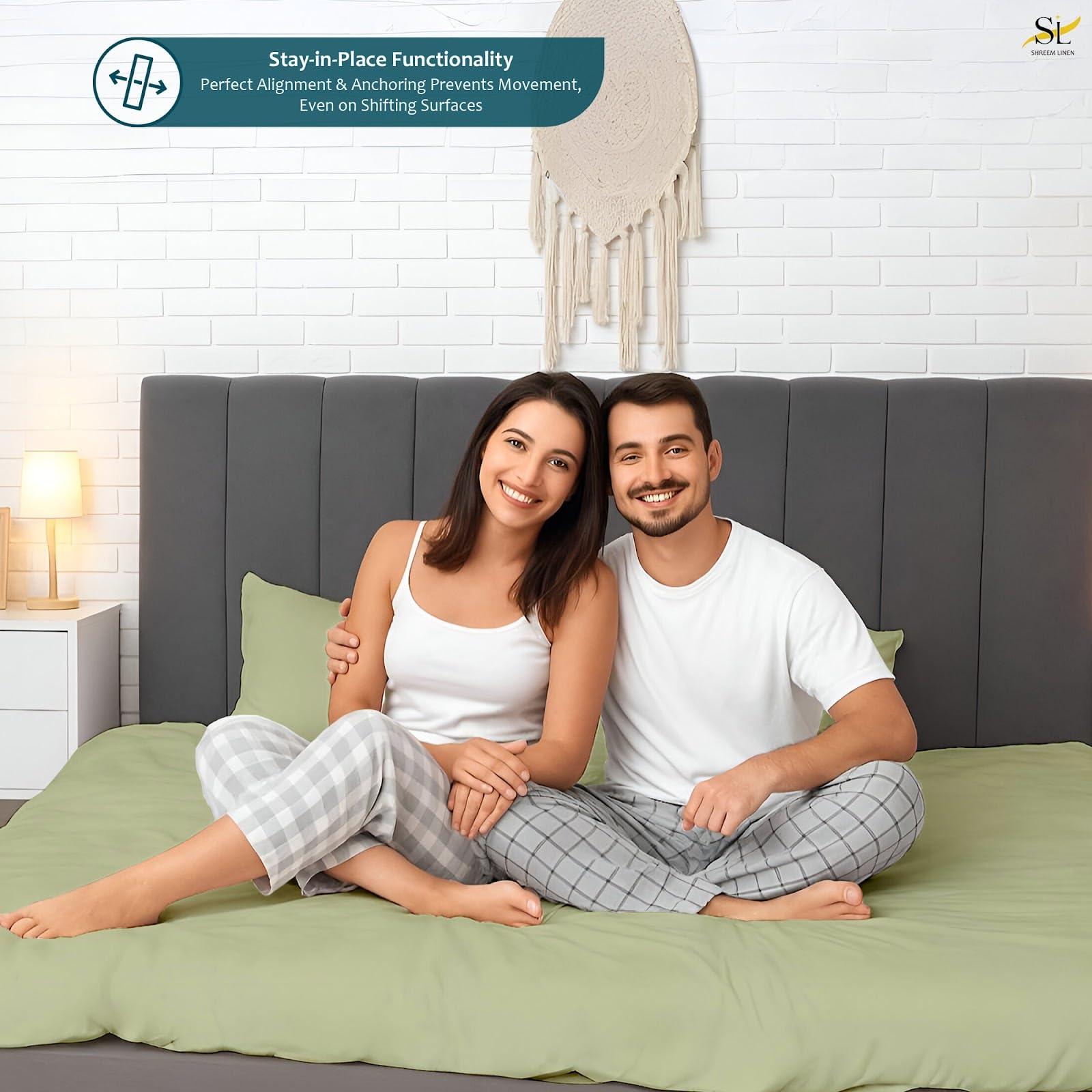 Shreem Linen Waterbed Sheets Queen Size Attached Waterbed Sheets 100% Egyptian Cotton 600-Thread Count 4 Piece Sheet Set 15\" Deep Pocket Attached Waterbed Sheet Set in Solid (Sage, Queen)