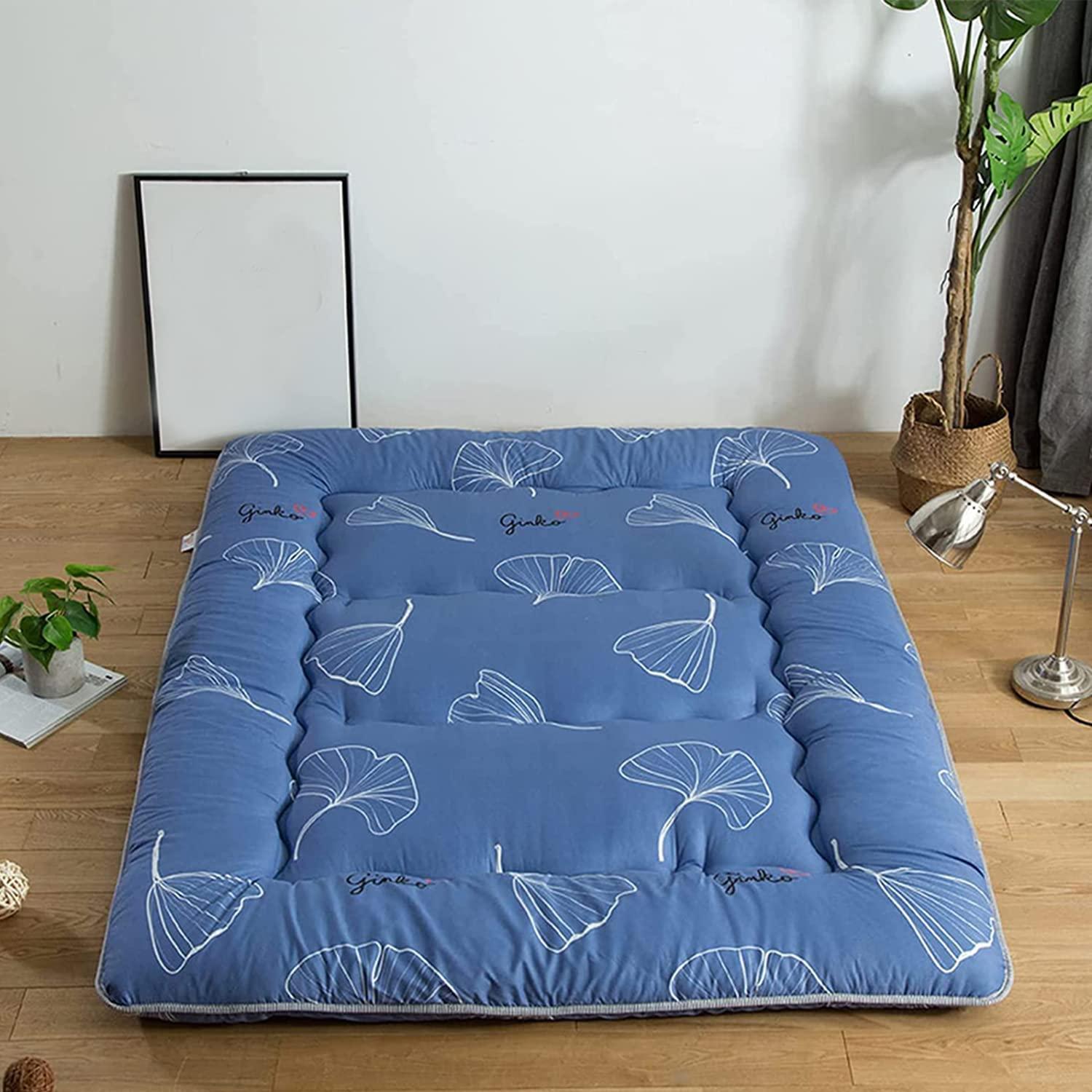 Generic Mattress Japanese Futon Mattress Extra Thick Japanese Floor Mattress Padded Japanese Folding Roll Up Mattress Sleeping Pad with Washable Cover Camping Couch Bed Cushion,Style,200x220cm