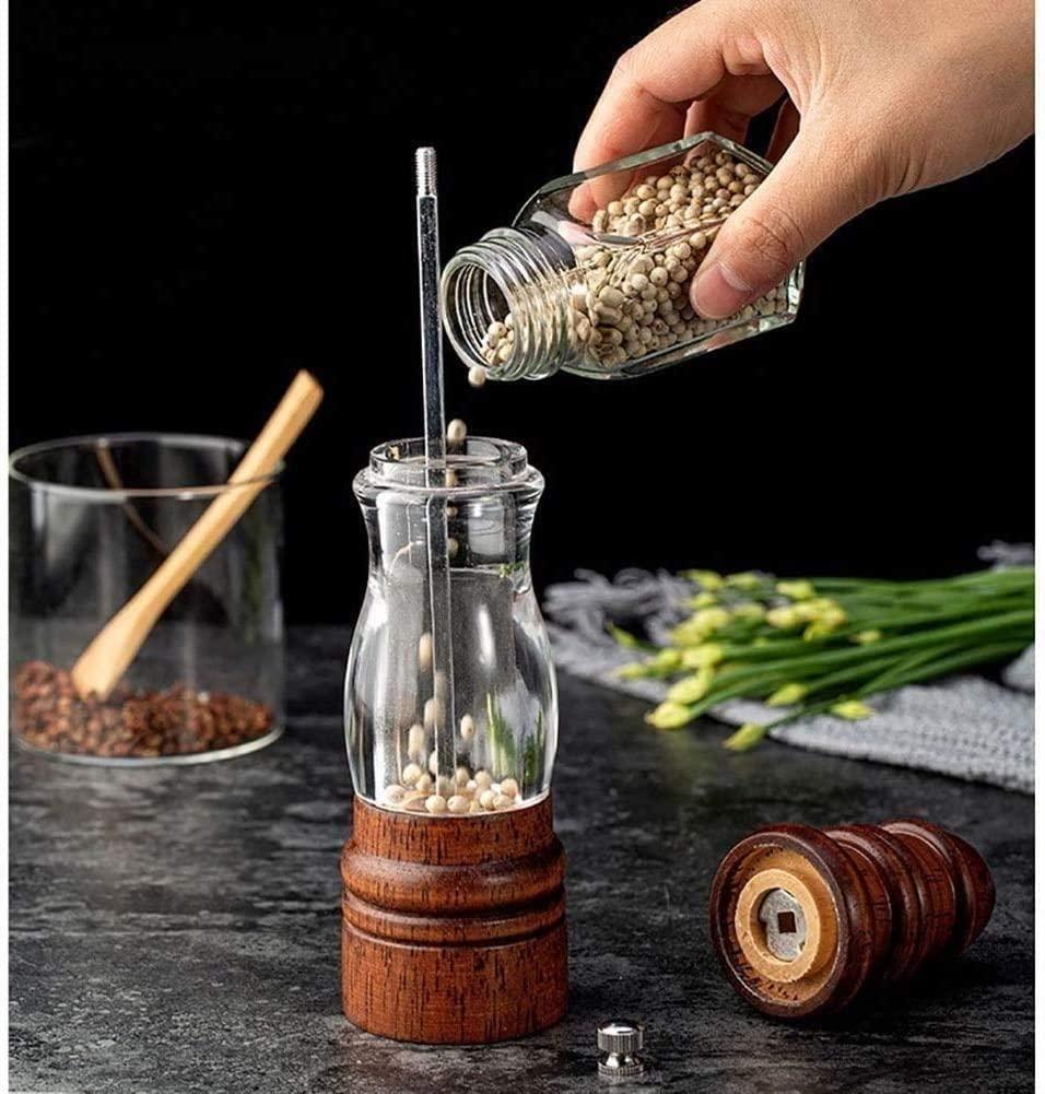 SMSOM SMSOM Salt and Pepper Grinders Set, Wooden Salt and Pepper Mills Shakers Kit Ceramic Rotor, Manual Salt Grinder Pepper Mill, Adjustable Coarseness, Kitchen Tool