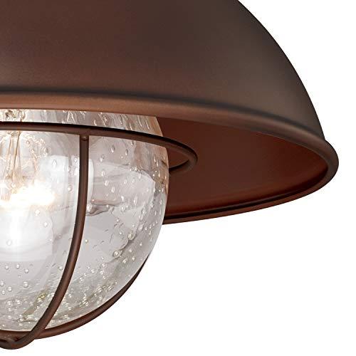 VAXCEL VAXCEL Indoor Outdoor Ceiling Light - Harwich Burnished Bronze and Clear Seeded Glass Semi Flush Mount Light Fixture, Farmhouse, Coastal, Nautical Decor, for Carport, Front Porch, Patio, Entryway
