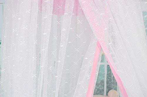 RuiHome RuiHome Dome Style Hanging Baby Mosquito Net Princess Girls Bed Canopy with Pink Bowknot Decor, Netting with Bracket