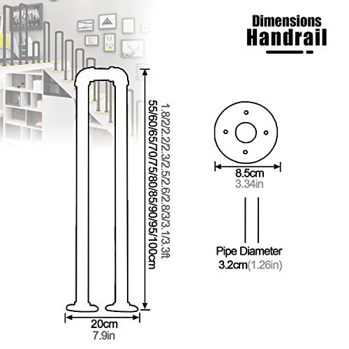 Pealihuy Pealihuy Handrails for Outdoor Front Porch Steps, Stair Handrails for Outside Steps Railing for The Elderly for Concrete Wood Brick Stair, Wrought Iron Matt Black,95cm