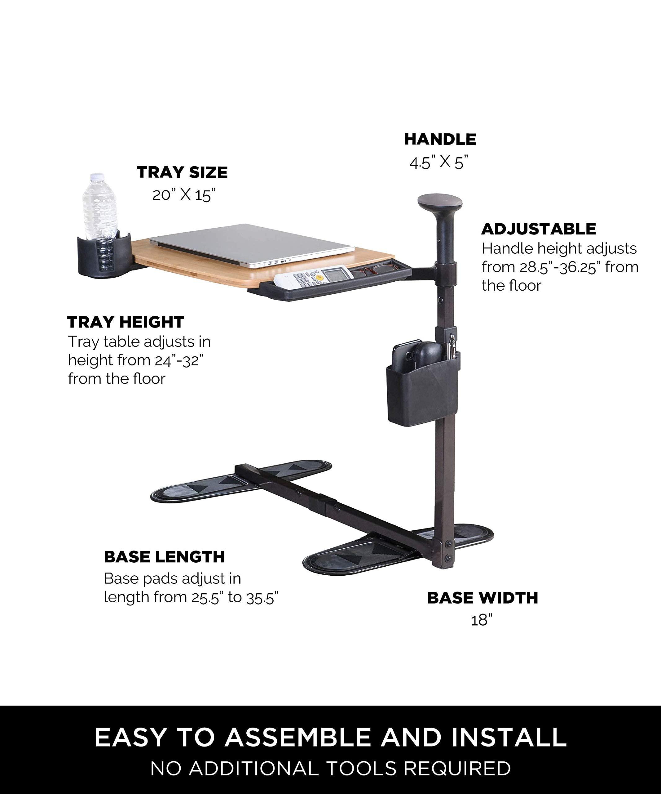 Signature Life Signature Life Independence Tray Table, Bamboo Swivel TV Tray, Adjustable Laptop Table with Ergonomic Stand Assist Safety Handle, Independent Living Aid