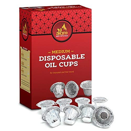 Ner Mitzvah Disposable Foil Menorah Drip Cups for Oil Menorahs - Liners Inserts for Oil Menorah Cups - Medium