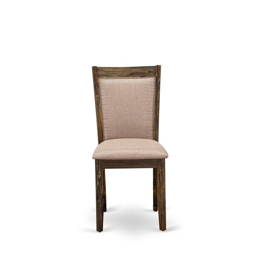 East West Furniture East West Furniture MZC7T16 Monza Parson Dining Chairs - Dark Khaki Linen Fabric Padded Chairs, Set of 2, Distressed Jacobean