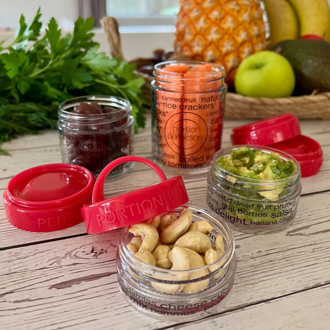 Portion Perfection Bariatric Portion Control Lunchbox/Meal Prep Glass Containers 3pk with 100 Cal Snack Container Set, Practical Meal Prep, Gastric Sleeve, Bypass or Band with Protein, Carbs & Veg