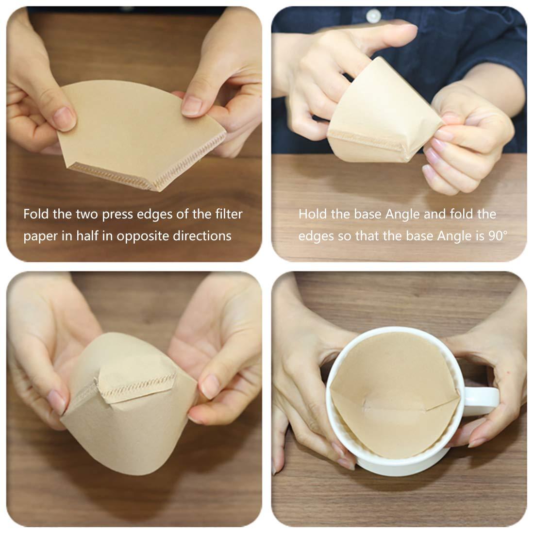 Vastsoon Coffee Filter #1, Disposable Coffee Filter Paper Natural Brown Cone Coffee Filters Unbleached U Shape Fit for Pour Over Coffee Cup, Coffee Maker(Brews 1-2 Cups,100 Count)