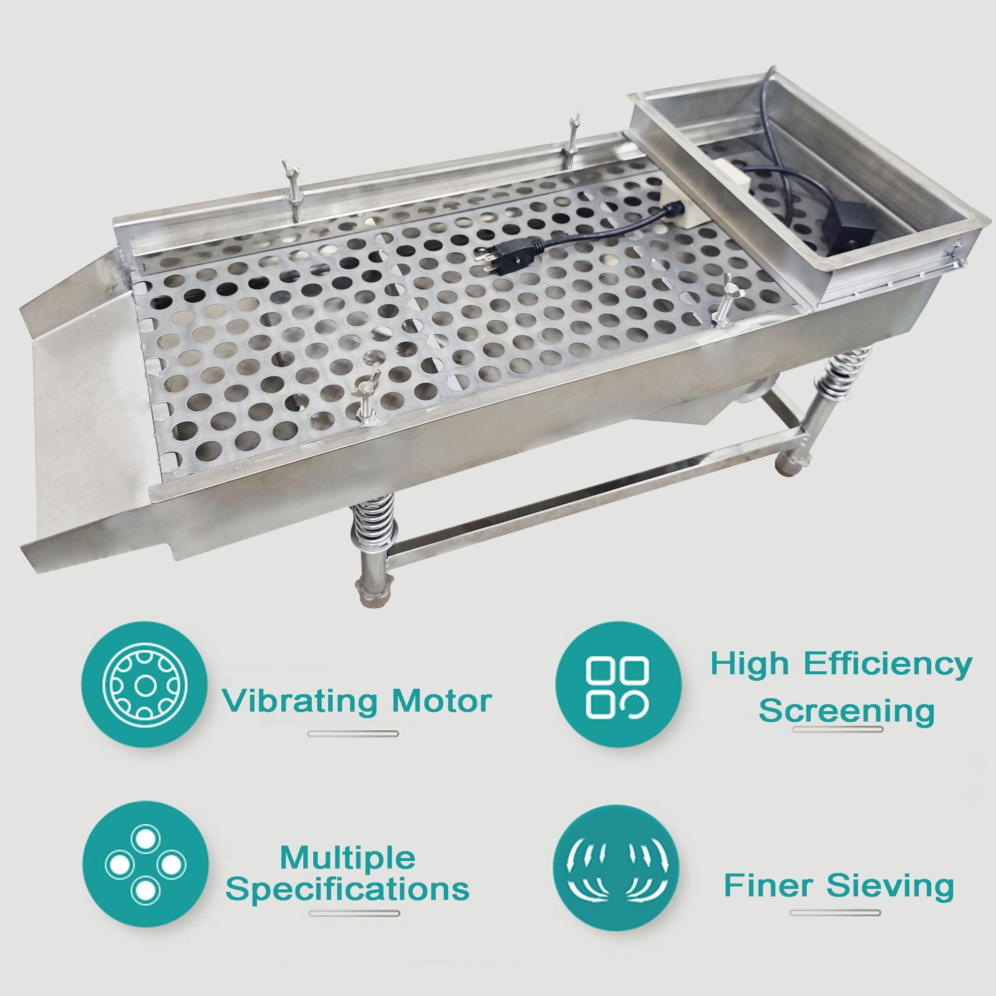 HQHAOTWU HQHAOTWU Linear Vibrating Screen Straight Vibrating Sieve Shaker Electric Linear Vibrating Sieve Machine JG30-75 Stainless Steel Vibrating Sieve 20mm Screen Single Layer with 1 Motor