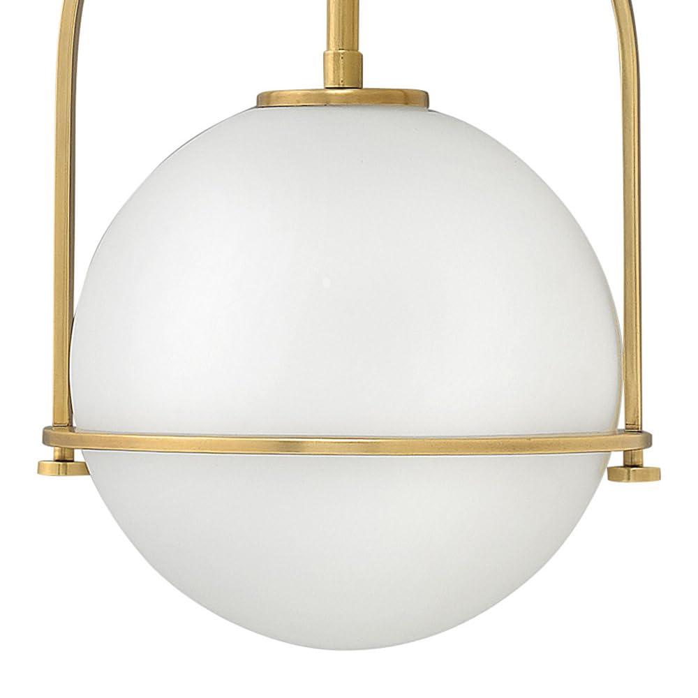 Hinkley Hinkley Somerset 3407HB Small Pendant Light - Adjustable Height, for Even or Sloped Ceilings, Etched Opal Globe, Vintage Chic - Heritage Brass