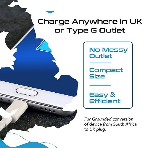 Ceptics Ceptics GP-SA-UK South Africa to UK Grounded Plug Adapter (250V - Max 13A), White