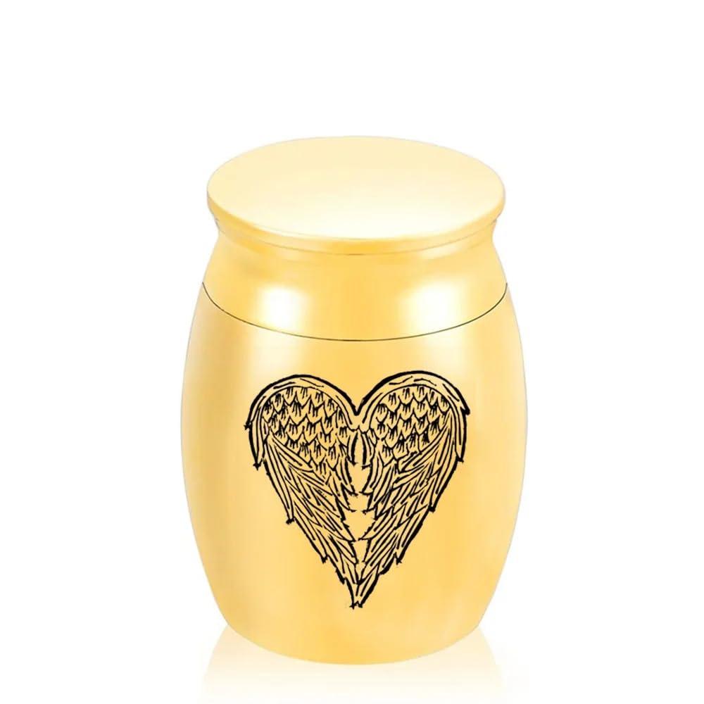 WEISUANSZ WEISUANSZ Coffee Urns Plant Vases Stainless Steel Angel Wings Charm Small Ashes Urn Screw Cap Seal Can Be Opened Ash Box 30x40mm,2