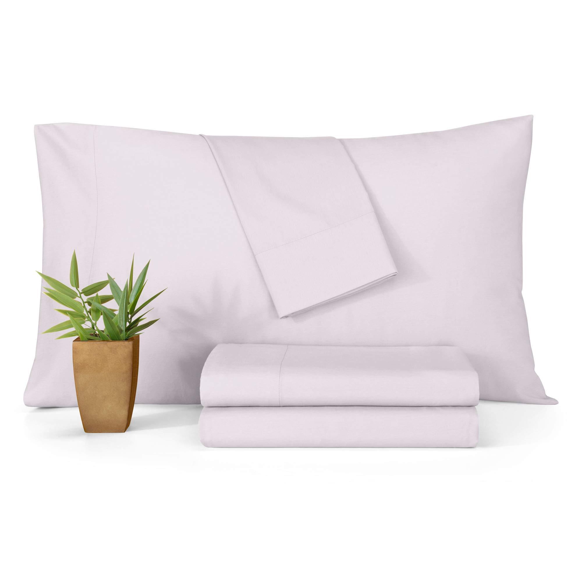 Splitsvilla Cal-King Size Sheet Set 4 Pcs Bedding Set 100% Long Staple Cotton Bed Sheets Extra Soft and Luxury Sheets, 800 TC Easy Fits Mattress Upto 15\" Deep Pocket (Cal-King Size,Light Gray Lavender)